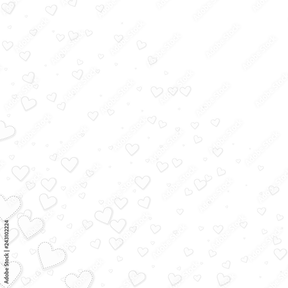 White heart love confettis. Valentine's day corner White heart love confettis. Valentine's day corner