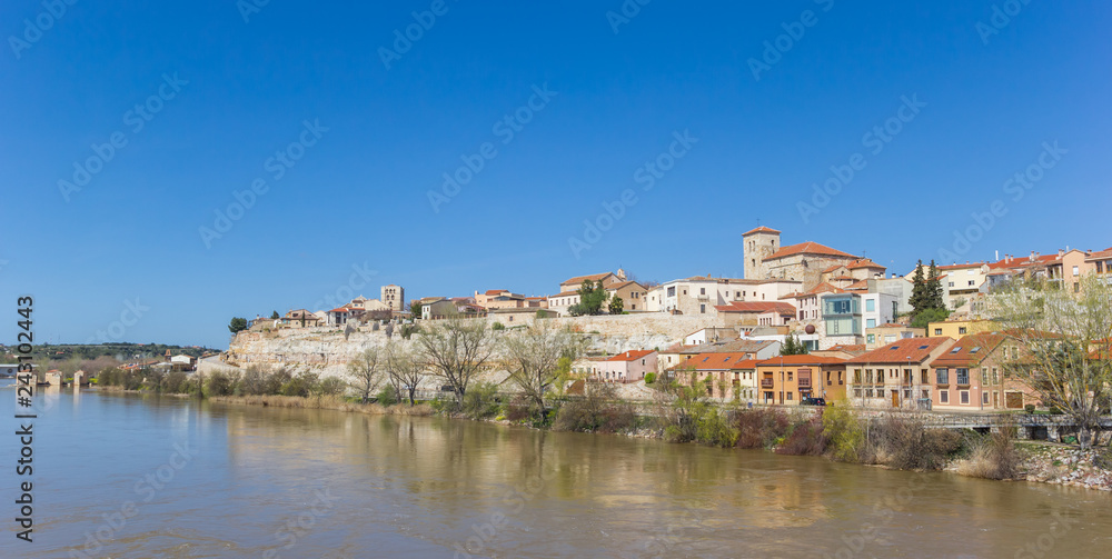 Panorama of colorful Zamora and the Duero river, Spain