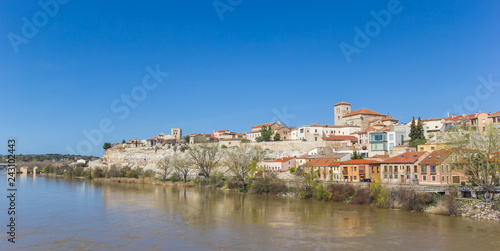 Panorama of colorful Zamora and the Duero river, Spain