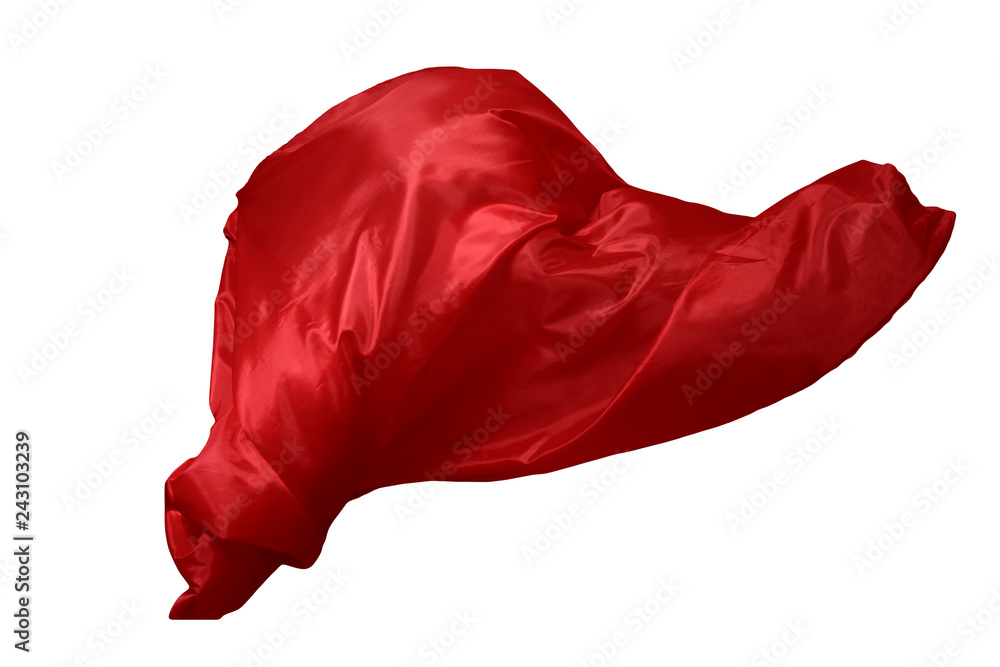 Fototapeta premium Abstract red flying fabric isolated on white background