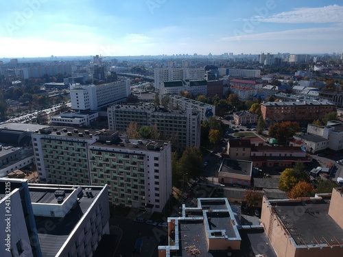 Drone photo of Minsk, Belarus in autumn 