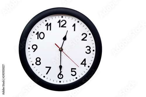 Time concept with black clock at half past noon
