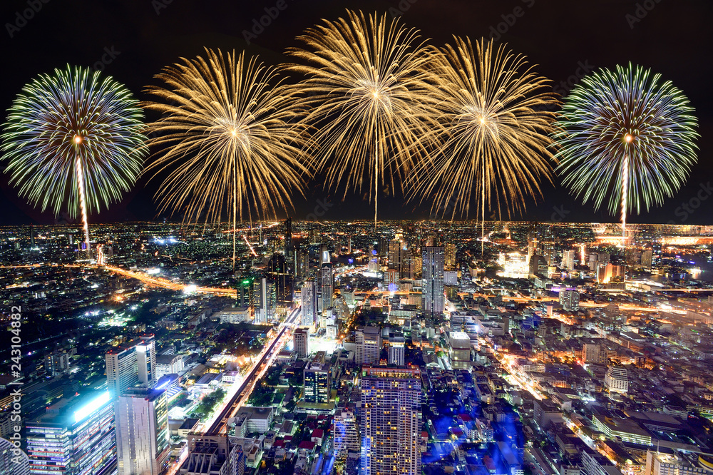 Fototapeta premium thailand city firework