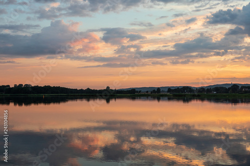 Lake in Sellin at sunset in Ruegen, Germany