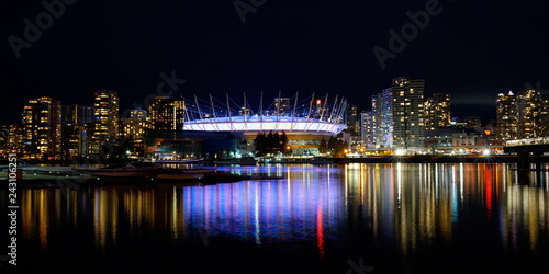 Vancouver downtown at night On January 1, 2019 Vancouver, BC, Canada