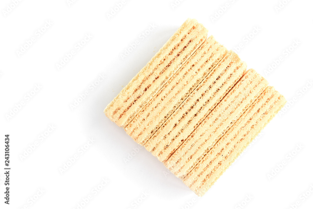 Vanilla wafer biscuit isolated on white background. Vanilla wafer biscuit isolated on white background.