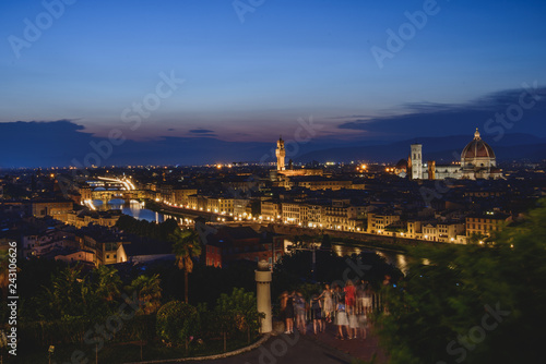 View of Florence City Skyline after sunset at night from Piazzale Michelangelo  Florence  Italy
