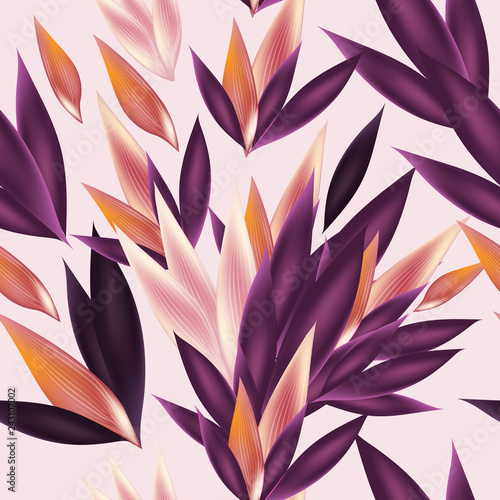 Tropical fashion vector pattern with foliage