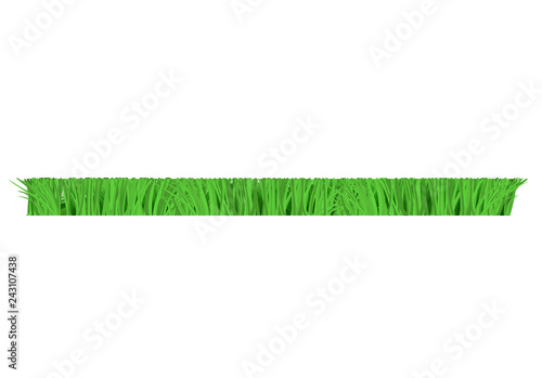 Vector green grass cut horizontal border for summer landscape design. Natural decoration element for parks, gardens or rural fields scenery. Lawn or plants object. Isolated illustration
