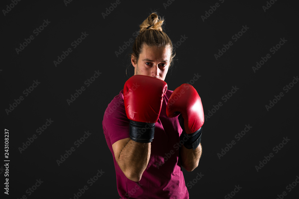 Sport man with boxing gloves