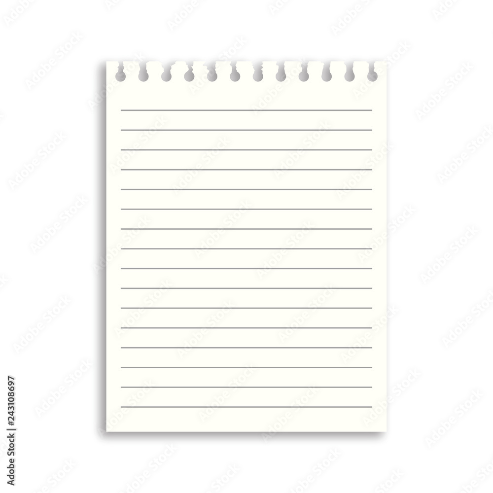 Kartka papieru w linie na białym tle Kartka papieru w linie na białym tle