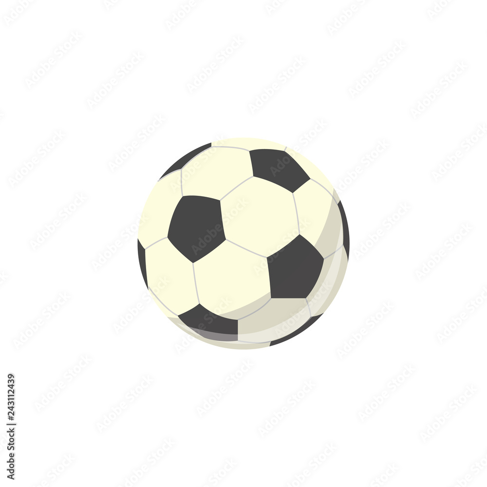 Vector soccer ball simple icon. Football sport equipment, sphere game play element. Pentagon design professional championship element. Athletic lifestyle symbol. Isolated illustration Vector soccer ball simple icon. Football sport equipment, sphere game play element. Pentagon design professional championship element. Athletic lifestyle symbol. Isolated illustration