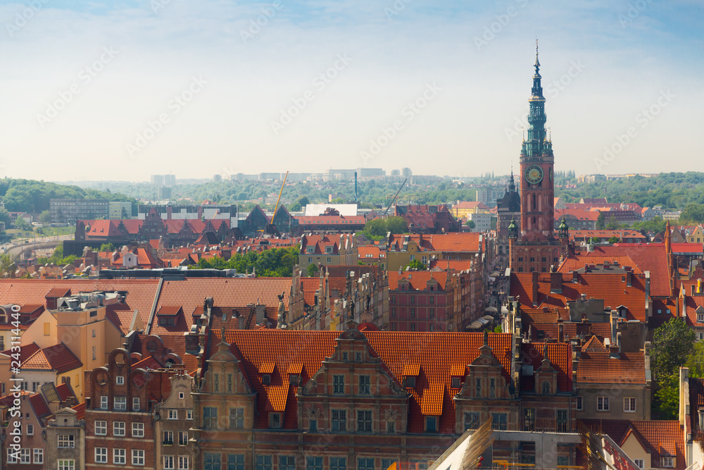 Aerial view of Gdansk with Town Hall