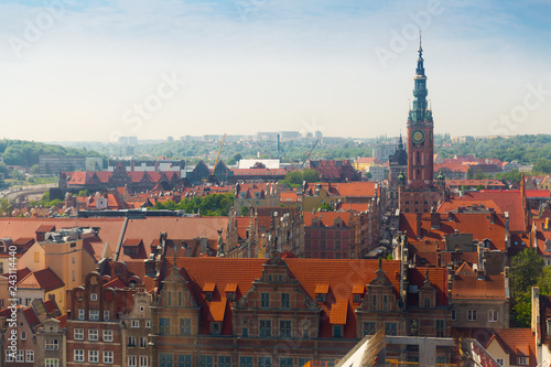 Aerial view of Gdansk with Town Hall