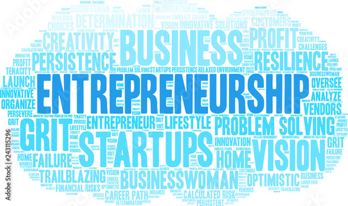 Entrepreneurship Word Cloud on a white background. 