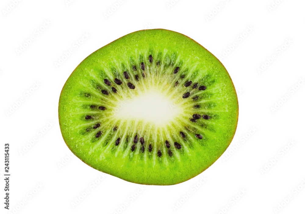 One piece of fresh ripe kiwi isolated on white background One piece of fresh ripe kiwi isolated on white background