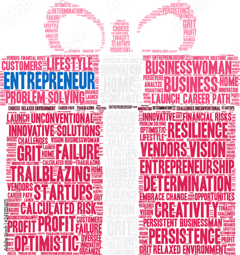 Entrepreneur Word Cloud on a white background. 