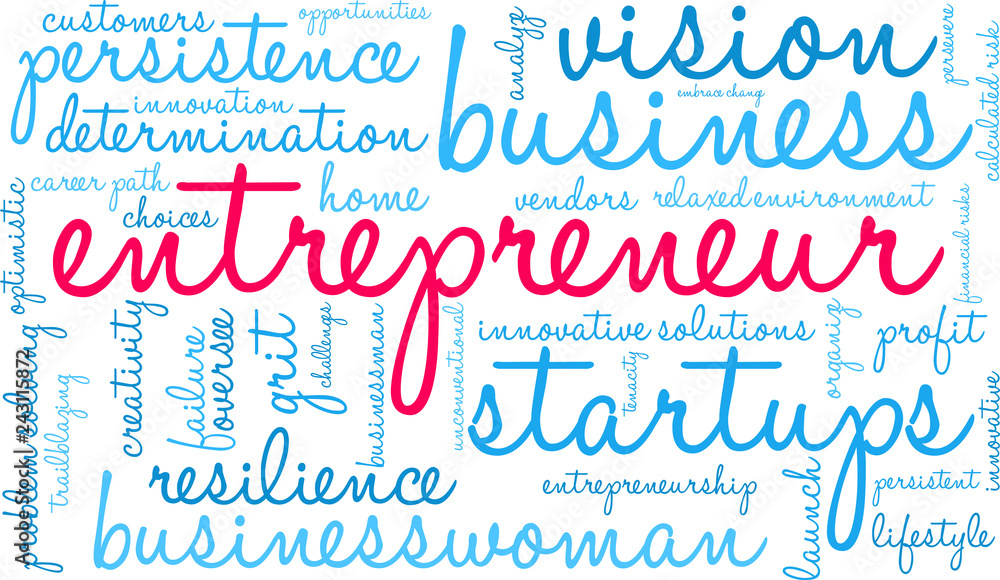 Entrepreneur Word Cloud on a white background. Entrepreneur Word Cloud on a white background.