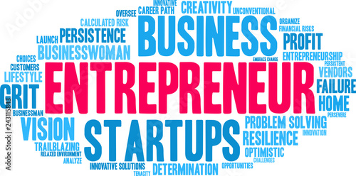 Entrepreneur Word Cloud on a white background. 