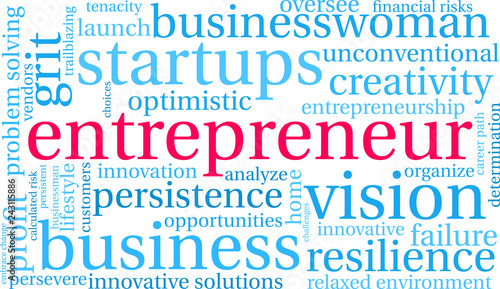 Entrepreneur Word Cloud on a white background. 