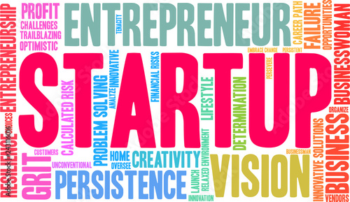 Startup Word Cloud on a white background. 