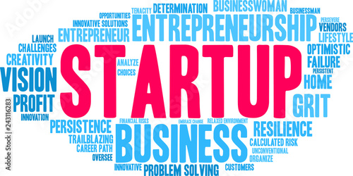 Startup Word Cloud on a white background. 