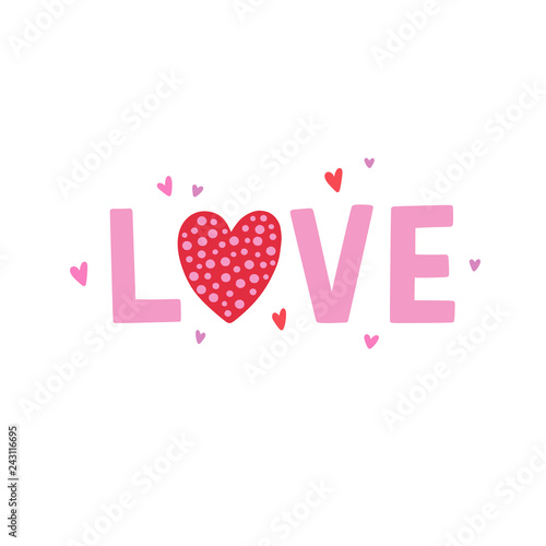 Love lettering in white background. Cute vector love illustration for St. Valentine's Day and wedding decoration
