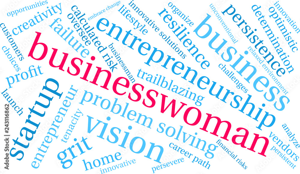Businesswoman Word Cloud on a white background. Businesswoman Word Cloud on a white background.
