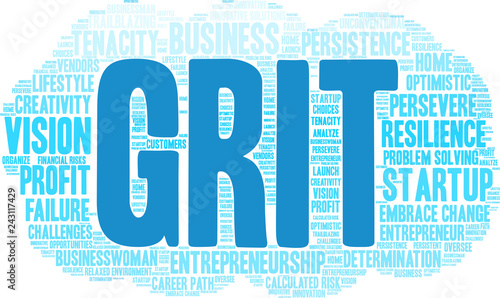 Grit in Business Word Cloud on a white background. 