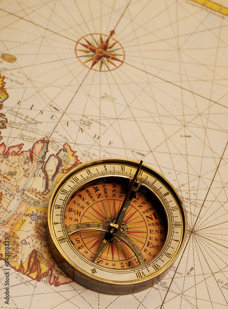 Old map and compass