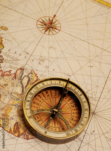 Old map and compass