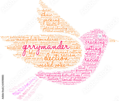 Gerrymander Word Cloud on a white background. 