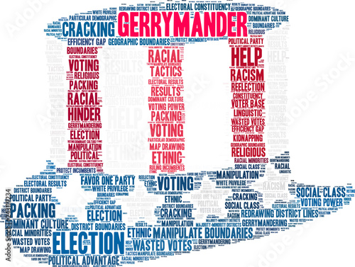 Gerrymander Word Cloud on a white background. 