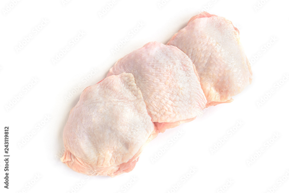Raw chicken thighs isolated on white background. Raw chicken thighs isolated on white background.