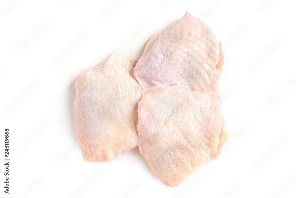 Raw chicken thighs isolated on white background. Raw chicken thighs isolated on white background.