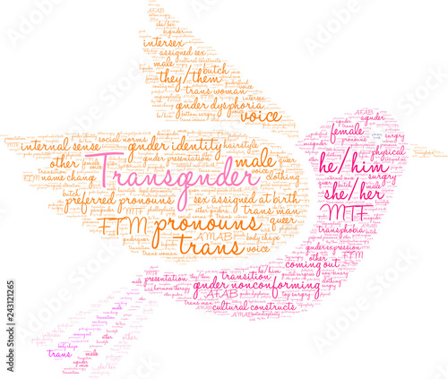 Transgender Word Cloud on a white background. 