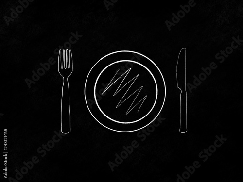 Gedeck auf Schiefertafel