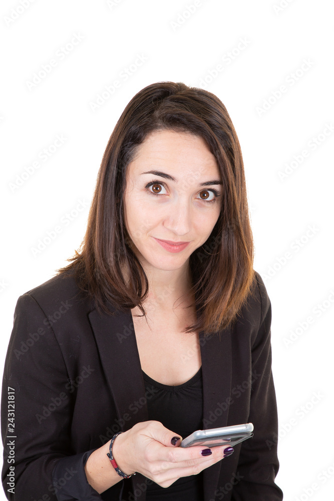 pretty businesswoman with her smartphone in her hands pretty businesswoman with her smartphone in her hands