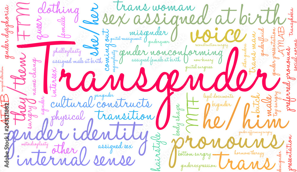 Transgender Word Cloud on a white background. Transgender Word Cloud on a white background.