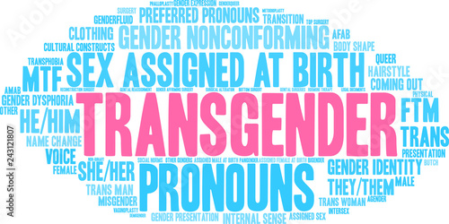 Transgender Word Cloud on a white background. 