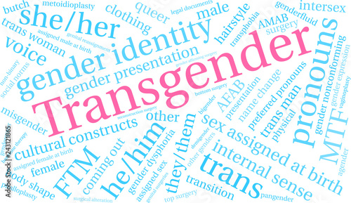 Transgender Word Cloud on a white background. 