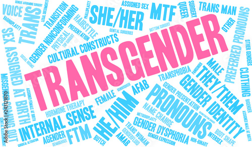 Transgender Word Cloud on a white background. 