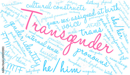 Transgender Word Cloud on a white background. 
