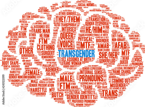 Transgender Word Cloud on a white background. 