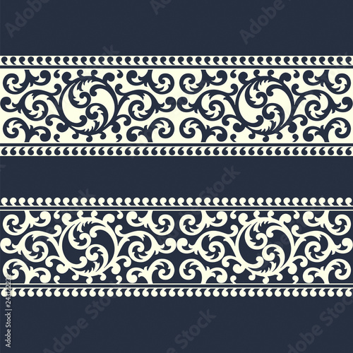 seamless vector border template with floral ornament. seamless template in the swatch pane