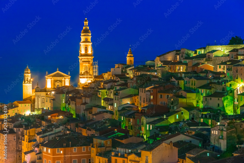 Old town architecture of Menton on French Riviera