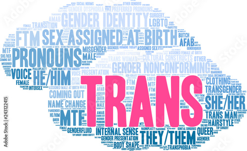 Trans Word Cloud on a white background. 