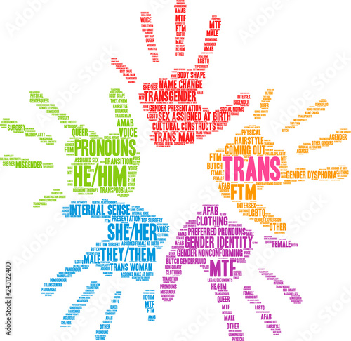 Trans Word Cloud on a white background. 