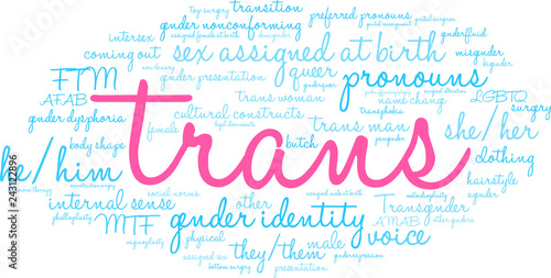 Trans Word Cloud on a white background. 