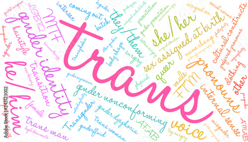 Trans Word Cloud on a white background. 